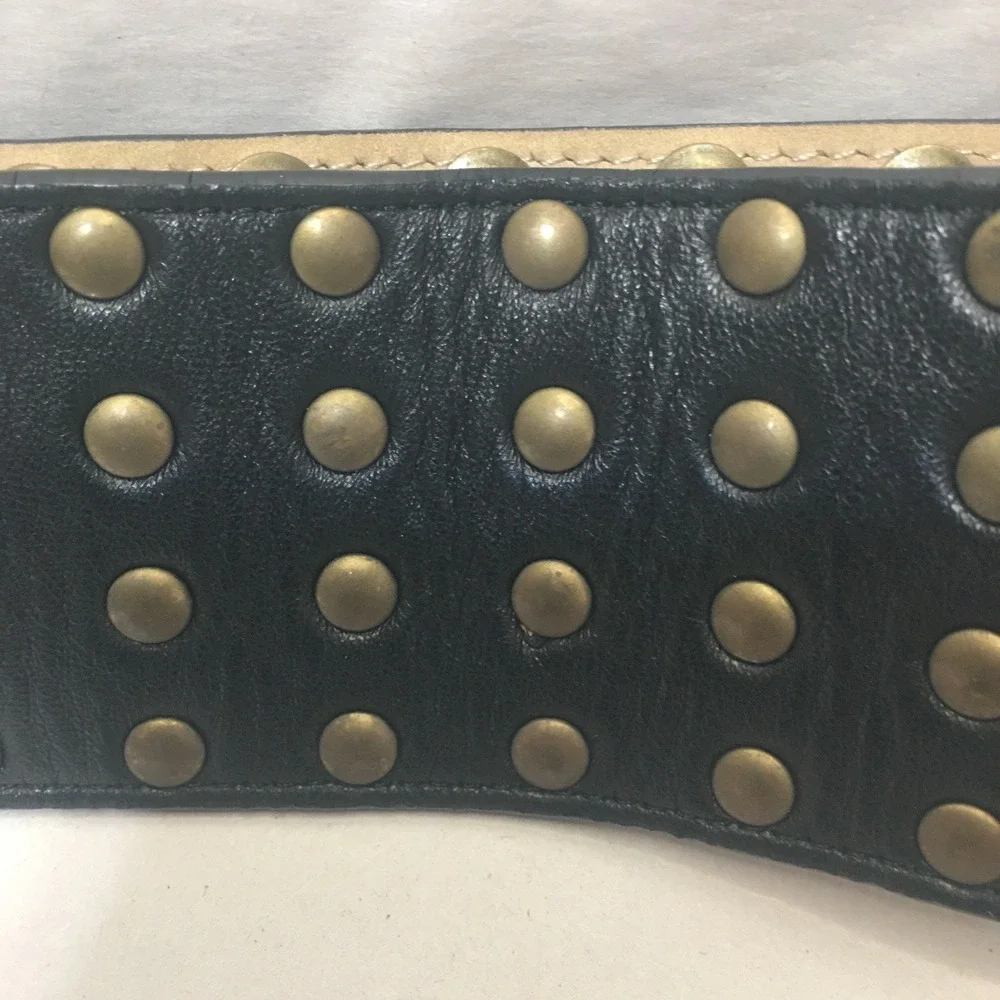 CATHERINE MALANDRINO Brown Brass STUDDED BELT Size M 34